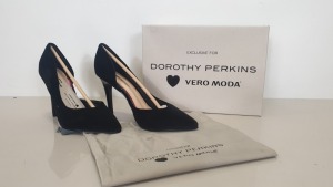 10 X BRAND NEW PAIRS OF PAIRS OF SIZE 6 DOROTHY PERKINS BLACK PIN HEEL SHOES - VERA MODA EXCLUSIVE - TOTAL RRP £450 - IN 2 CARTONS