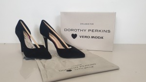 10 X BRAND NEW PAIRS OF PAIRS OF SIZE 6 DOROTHY PERKINS BLACK PIN HEEL SHOES - VERA MODA EXCLUSIVE - TOTAL RRP £450 - IN 2 CARTONS