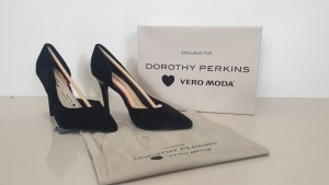 10 X BRAND NEW PAIRS OF PAIRS OF SIZE 6 DOROTHY PERKINS BLACK PIN HEEL SHOES - VERA MODA EXCLUSIVE - TOTAL RRP £450 - IN 2 CARTONS