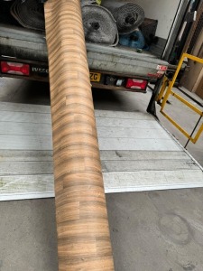 ROLL OF NEW LINO BROWN / WOOD EFFECT 3 M WIDE (50-75M/2 AREA) *** PLEASE NOTE ASSET LOCATED IN CROYDON AND WILL REQUIRE REMOVING IN PERSON BY FRIDAY 31ST MAY 2024 TO AVOID STORAGE CHARGES***