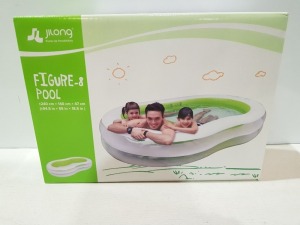 4 X BRAND NEW JILONG GIANT FIGURE OF 8 FAMILY SWIMMING POOL ( L 240 / W 140 / H 47 CM ) - IN 2 BOXES RRP £ 39.99 - TOTAL RRP £ 159.96