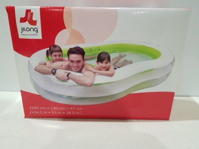 4 X BRAND NEW JILONG GIANT FIGURE OF 8 FAMILY SWIMMING POOL ( L 240 / W 140 / H 47 CM ) - IN 2 BOXES RRP £ 39.99 - TOTAL RRP £ 159.96