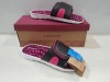12 X BRAND NEW DUNLOP JAYNE ADJUSTABLE STRAP MEMORY FOAM SLIDERS ( DLP077) - IN BLACK AND PINK IN VARIOUS SIZES TO INCLUDE UK 3 / 4 / 5 / 8 - IN 1 BOX RRP £ 24.99 - TOTAL RRP £ 299.88