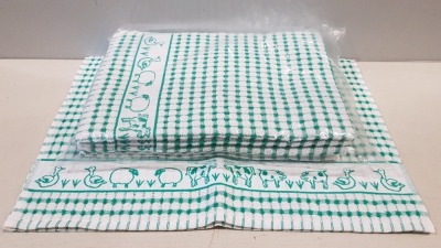 144 X BRAND NEW TEA / KITCHEN TOWELS - IN GREEN COLOUR - ( 50 X 70 CM ) IN 2 BOXES