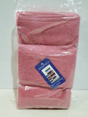 30 X BRAND NEW MUSBURY LUXURY SUPERSOFT TOWELS - ALL IN RICH DAMSON / PINK - (70 X 127 CM ) - IN 2 BOXES