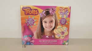 48 X BRAND NEW TROLLS MAKE YOUR OWN HAIR ACCESSORIES INCLUDES RIBBONS BUTTONS HEADBANDS ETC.. - IN 6 BOXES