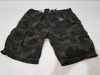 10 X BRAND NEW DENIM MENS THREADBARE LUXURY CHINO SHORTS IN CAMO SIZE 34 (RRP £34.99 EACH- TOTAL RRP £349.90)- IN ONE TRAY-TRAY NOT INCLUDED