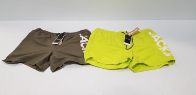 13 X BRAND NEW MIXED JACK AND JONES SWIMMING SHORTS 8 IN LIME PUNCH 5 IN KHAKHI IN MIXED SIZES IN ONE TRAY- TRAY NOT INCLUDED