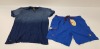 22 X BRAND NEW MIXED LOT CONTAINING 12 TOKYO LAUNDRY ROYAL BLUE SWIM SHORTS IN SIZE SMALL, 10 SIZE MEDIUM DESIGNER THREADBARE 100% COTTON MENS INDIGO BLUE T-SHIRTS( TOTAL RRP £416) IN ONE TRAY- TRAY NOT INCLUDED