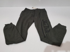 8X BRAND NEW DESIGNER VON DUTCH JOGGERS IN CHARCOAL SIZE MEDIUM (RRP £53.99 EACH - TOTAL £431) IN ONE TRAY- TRAY NOT INCLUDED