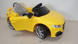 BRAND NEW BOXED RIDE-ON AUDI TT RS ROADSTER IN YELLOW (BATTERY POWERED 6V W/RC) FORWARD AND REVERSE - IN 1 BOX