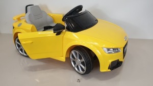 BRAND NEW BOXED RIDE-ON AUDI TT RS ROADSTER IN YELLOW (BATTERY POWERED 6V W/RC) FORWARD AND REVERSE - IN 1 BOX