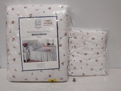 25 X BRAND NEW DIANA COMPE TRADITIONAL FIT BEDSPREAD IN ROSE BUD STYLE FOR SINGLE, DOUBLE AND KING BED TO INCLUDE 12 MATCHING PILLOW CASES