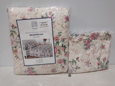 30 X BRAND NEW DIANA COMPE TRADITIONAL FIT BEDSPREAD IN ROSE GARDEN STYLE FOR SINGLE BED TO INCLUDE 40 X MATCHING PILLOW CASES