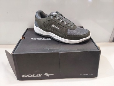 9 X CHARCOAL GOLA TRAINERS IN UK SIZE UK 7, RRP £49.99 EACH - TOTAL RRP £349.93 ON TWO SHELVES