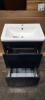 4 X BRAND NEW BATH STORE LUCCA FLOOR STANDING 2 DRAWER VANITY UNIT WITH SOFT CLOSE - IN INDIGO MATT (BS4102/462) - WITH MATCHING 4 X BRAND NEW ELATION 600 GELSTONE BASINS (CODE 849 ) - 2