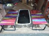 3 X BRAND NEW MIXED COFFEE TABLES TO INCLUDE 2 X GLASS TOP MULTICOLOURED ( L 100 CM X W 50 CM X 42 CM ) AND 1 X SMOKED GLASS TOP COFFEE TABLE(L 100 CM X W 50CM X H 45 CM )