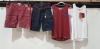 17 X BRAND NEW MIXED LOT CONTAINING 10 SMITH AND JONES CHINO SHORTS WITH BELT IN NAVY SIZE 30 WAIST, 7 MIXED BELLFIELD MENS TANK TOPS IN RED AND WHITE- TOTAL RRP £380- IN ONE TRAY- TRAY NOT INCLUDED