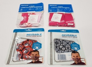 400 X BRAND NEW ADULT FACE MASKS IN VARIOUS STYLES AND DESIGNS- RRP £5 EACH- TOTAL £2000- IN THREE TRATS- TRAYS NOT INCLUDED