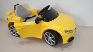 BRAND NEW BOXED RIDE-ON AUDI TT RS ROADSTER IN YELLOW (BATTERY POWERED 6V W/RC) FORWARD AND REVERSE - IN 1 BOX)