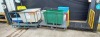 11 PIECE MIXED LOT CONTAINING 3 X METAL FABRIC CARRIERS WITH WHEELS AND 8 VARIOUS SIZE PLASTIC TUBS WITH WHEELS