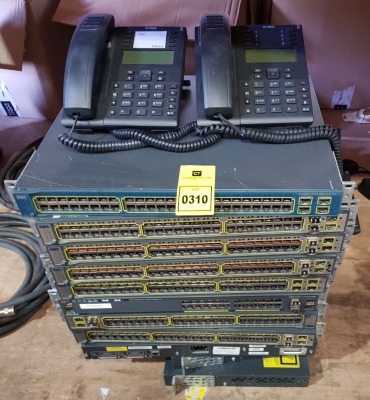 23 X PIECE MIXED IT LOT CONTAINING 11 X CISCO CATALYST 3750 SERIES POE/48 SWITCHBOARDS & 12 X MITEL / YEALINK / BT TELEPHONES