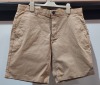 23 X BRAND NEW MENS SAND CHINO SHORTS - 10 IN SIZE 30R- 8 IN SIZE 32R - 3 IN 28R- 1 IN 34R - 1 IN 36R - IN TWO BOXES