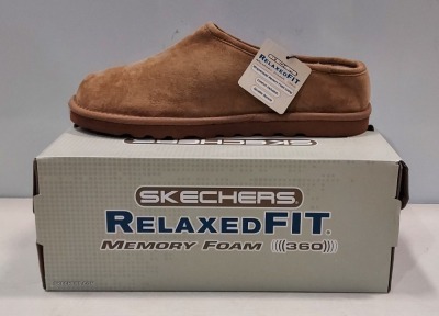 8 X BRAND NEW PAIRS OF MENS SKECHERS SLIPPER SHOES IN TAN RENTEN LAMATO - 3 IN UK SIZE 8 - 3 IN UK SIZE 9 - 1 IN UK SIZE 10 - 1 IN UK SIZE 11 - RRP £64 EACH