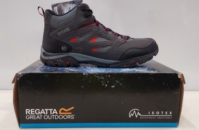 4 X BRAND NEW MENS REGATTA HOLCOMBE IEP MID HIKING BOOTS IN ASH/RIO RED - 3 IN UK SIZE 12- 1 IN UK SIZE 13 - RRP £100 EACH