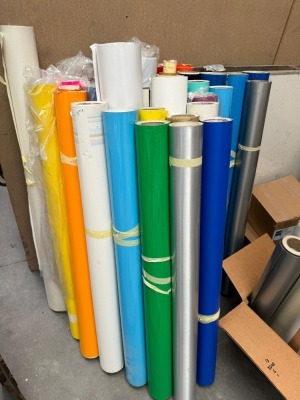 70+ ROLLS OF COLOURED FILE (SEE ALL IMAGES) *** NOTE THIS ASSET IS LOCATED IN CROYDON ***