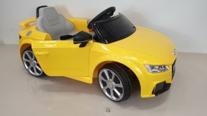 BRAND NEW BOXED RIDE-ON AUDI TT RS ROADSTER IN YELLOW (BATTERY POWERED 6V W/RC) FORWARD AND REVERSE - IN 1 BOX)