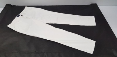 30 X BRAND NEW WOMENS CHINO TROUSERS IN WHITE IN SIZE 32R IN ONE BOX