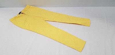 30 X BRAND NEW WOMENS CHINO TROUSERS IN YELLOW- SIZE 32R IN ONE BOX