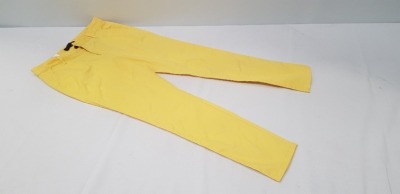 30 X BRAND NEW WOMENS CHINO TROUSERS IN YELLOW- SIZE 32R IN ONE BOX