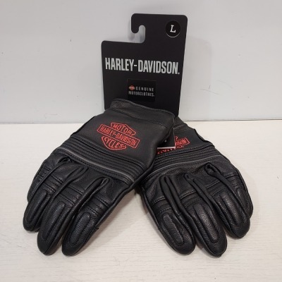 1 X BRAND NEW HARLEY DAVIDSON MENS GRAPNELO LEATHER GLOVES - SIZE L - RRP £ 110.00 ( 98146-22EM )