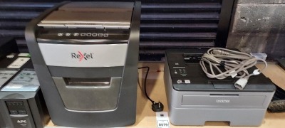 REXEL OPTIMUM AUTOFEED +50X AUTOMATIC SHREDDER & A BROTHER DESK PRINTER (FOR SPARES ONLY)