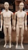 2 X MALE MANNEQUINS - HEIGHT 1.87M - WIDTH 48CM - WITH STANDS ( NOTE SOME MARKS AND SCRATCHES OTHERWISE IN COMPLETE WORKING CONDITION)