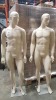 2 X MALE MANNEQUINS - HEIGHT 1.87M - WIDTH 48CM - WITH STANDS ( NOTE SOME MARKS AND SCRATCHES OTHERWISE IN COMPLETE WORKING CONDITION)