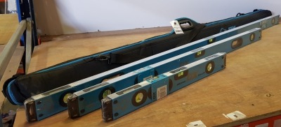 1 X SET OF THREE BRAND NEW OX PROSERIES SPIRIT LEVELS TO INCLUDE: 1 X OX PROSERIES 1800MM/ 72 1 X OX PROSERIES 1200MM / 48 1X OX PROSERIES 600MM / 24 CARRIER CASE INCLUDED