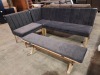 1 X VIDA LIVING 4 SECTION FABRIC CUSHIONED DARK GREY CORNER BENCH SET - WOODEN LEGS ( 220 X 160 CM ) (PLEASE NOTE THIS IS CUSTOMER RETURN )