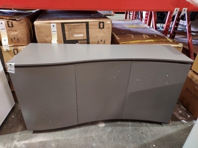 1 X GRAPHITE GREY CURVED FRONT 3 DOOR SIDEBOARD - WITH FRONT LED STRIP - (150 X 50 X 81 CM ) (PLEASE NOTE THIS IS CUSTOMER RETURN )