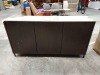 1 X VIDA LIVING ARIYA3 DOOR SIDEBOARD WITH GLOSS PANDORA CERAMIC TOP - DARK WALNUT FRONT ( 1660 X 46 X 81 CM ) *** THIS ITEM CANNOT BE PACKED FOR HAULAGE - AS TOP IS CERAMIC - COLLECT IN PERSON ONLY *** (PLEASE NOTE THIS IS CUSTOMER RETURN )
