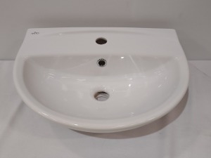 22 X BRAND NEW BOXED MITO RED 50 WHITE WASH BASINS ( W 50 X D 38.5 X H 15 CM ) - ON 1 FULL PLT