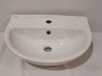 22 X BRAND NEW BOXED MITO RED 500 WHITE WASH BASINS ( W 50 X D 38.5 X H 15 CM ) - ON 1 FULL PLT