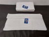 36 X BRAND NEW MUSBURY SUPERSOFT BATH TOWELS - ALL IN WHITE - IN 2 BOXES ( 70 X 127 CM )