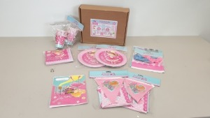 20 X BRAND NEW PRINCESS PARTY PACKS IE. PLATES, CUPS, BALLONS, BANNERS, LOOT BAGS ETC..