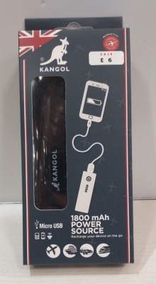 160 X BRAND NEW KANGOL 1800 MAH POWER SOURCE - RECHARGE YOUR DEVICE ON THE GO IN ONE LARGE BOX