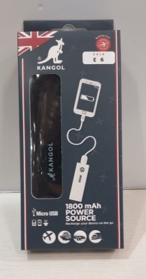 160 X BRAND NEW KANGOL 1800 MAH POWER SOURCE - RECHARGE YOUR DEVICE ON THE GO IN ONE LARGE BOX