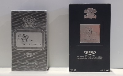 2 PIECE MIXED CREED LOT CONTAINING 1 X CREED AVENTUS (BOX SEALED) - 100 ML - EAU DE PARFUM - NOTE: BATCH IS STATED AS A4216K01 (WHICH IS MAY 2016 MANUF) 1 X CREED AVENTUS - 120 ML - EAU DE PARFUM ( BOX HAS BEEN OPENED - PRODUCT POTENTIALLY PART USED - N