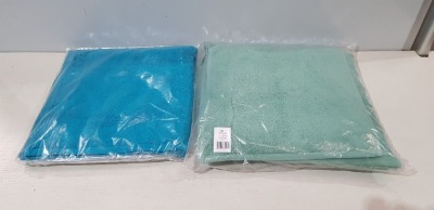 444 X BRAND NEW MUSBURY SUPERSOFT FACE TOWELS IN TEAL AND SAGE GREEN SIZE 30X30CM IN 2 BOXES